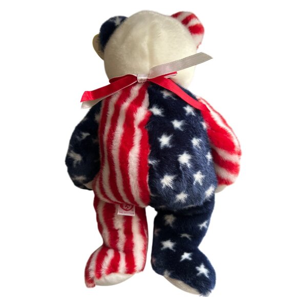 Ty Beanie Babies 1999 Spangle Bear Gibson Righty Donkey Patriotic Plush Bundle - Picture 3 of 10
